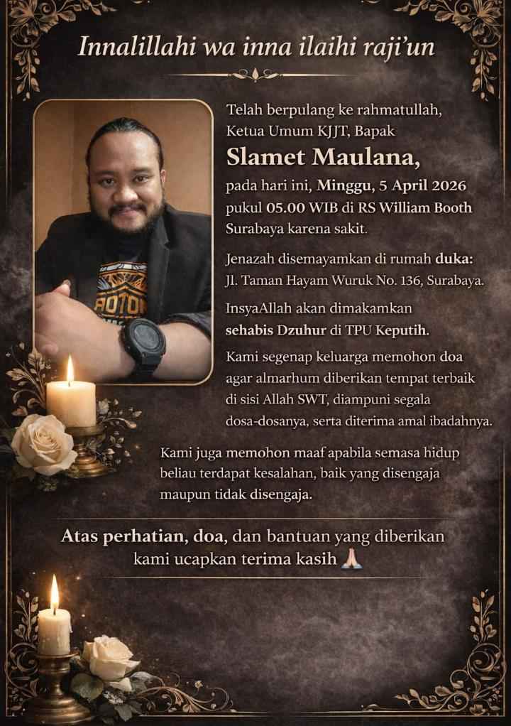 Duka Mendalam! Ketua Umum KJJT Slamet Maulana Berpulang, Keluarga Mohon Doa